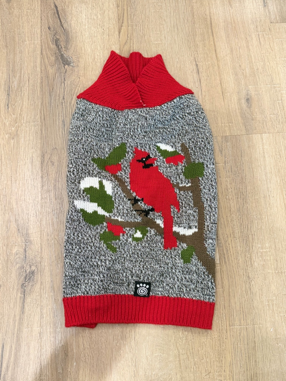 PetRageous Designs Dog Sweater Medium M Christmas Cardinal Red Gray Knit Pet
